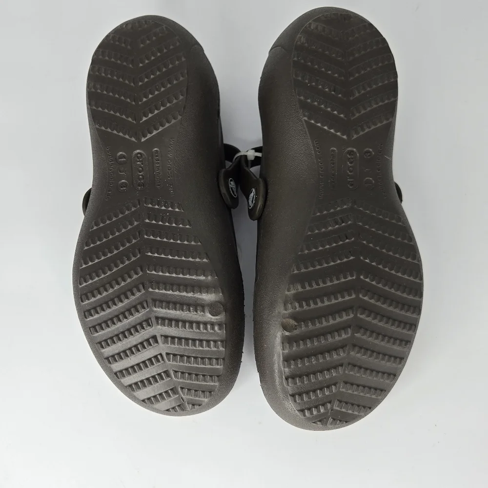 CROCS Girls Brown Mary Jane Clog Sandals with Strap